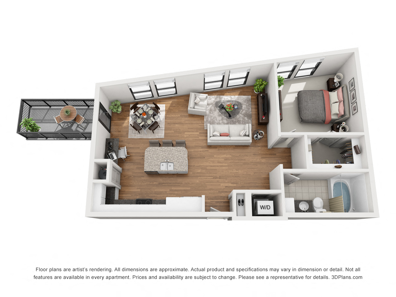 Floor plan for 1 bed, 1 bath, 814 sqft